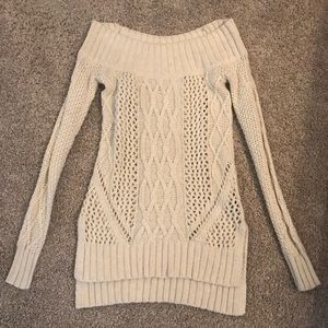 White off the shoulder sweater